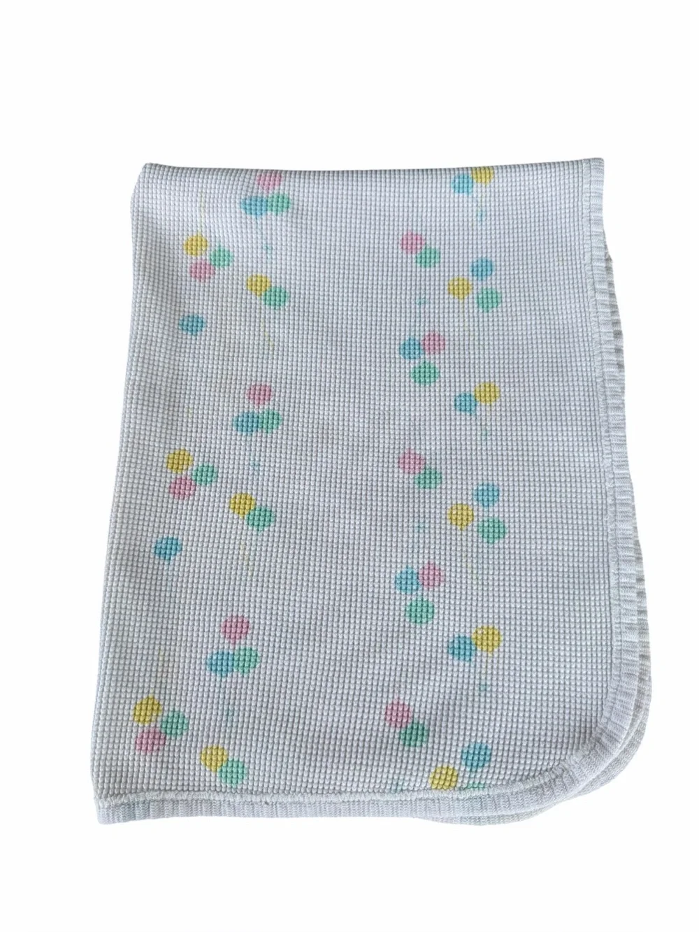 Vintage Baby Morgan Waffle Pastel Balloon Blanket Security Lovey 24x31 FLAWS